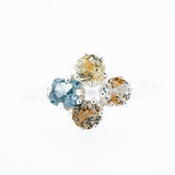 Blue and Multicolored Montana Sapphire Cluster Ring