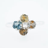 Blue and Multicolored Montana Sapphire Cluster Ring