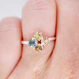 Blue and Multicolored Montana Sapphire Cluster Ring