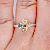 Blue and Multicolored Montana Sapphire Cluster Ring