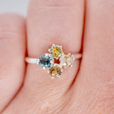 Blue and Multicolored Montana Sapphire Cluster Ring