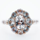 Rose Gold Montana Sapphire and Topaz Engagement Ring