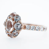 Rose Gold Montana Sapphire and Topaz Engagement Ring