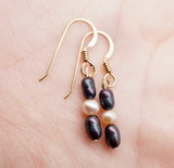 Gold Filled Black & White Freshwater Pearl Earrings