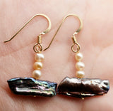 White and Black Freshwater Pearl Earrings