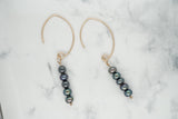 Gold Black Freshwater Pearl Earrings