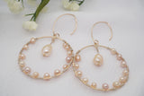 14kt Gold Filled Pink Hoop Pearl Earrings