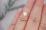 White Pearl Rose Gold Filled Ring