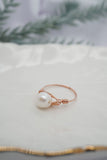 White Pearl Rose Gold Filled Ring