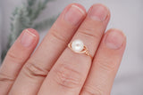 Rose Gold Filled White Freshwater Pearl Ring