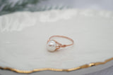 Rose Gold Filled White Freshwater Pearl Ring