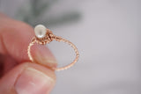 White Pearl, Rose Gold Filled Ring