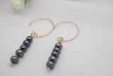 Gold Black Freshwater Pearl Earrings