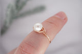 Rose Gold Filled White Freshwater Pearl Ring