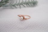 White Pearl, Rose Gold Filled Ring