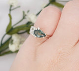 Stunning Teal and white Sapphire Ring