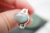 Rivers of Blue, Dark Australian Opal Ring