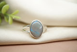 Rivers of Blue, Dark Australian Opal Ring
