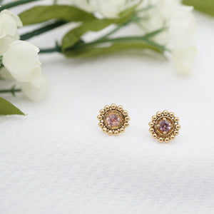 Pink Montana Sapphire Gold Fill Earrings