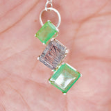 Rutilated Quartz and Emerald Necklace