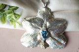 Handmade sterling silver orchid flower necklace