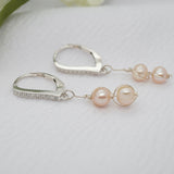 Accented Pink Freshwater Pearl Earrings