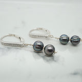 Accented Black Freshwater Pearl Earrings