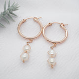 Rose Gold Pearl Hoop Earrings