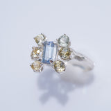 Sterling Silver Cluster Montana Sapphire Ring