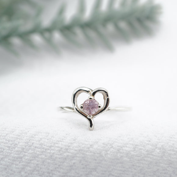Pink Montana Sapphire Heart Ring