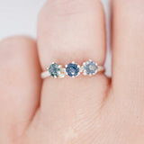 Sterling Silver 3 Stone Montana Sapphire Ring