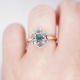 Rose Gold Cluster Montana Sapphire Ring