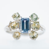 Sterling Silver Cluster Montana Sapphire Ring