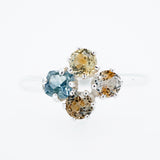 Blue and Multicolored Montana Sapphire Cluster Ring