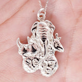Stunning Hand Carved Sterling Silver Animal Necklace