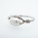 White Pearl Wire Wrapped Ring