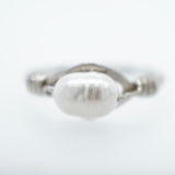 White Pearl Wire Wrapped Ring