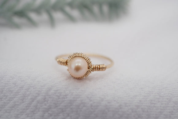 Pink Pearl Gold Filled Ring
