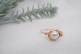 Rose Gold Filled White Pearl Ring