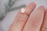 White Pearl Rose Gold Filled Ring