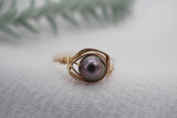 Gold Filled Black Pearl Ring