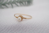 White Freshwater Pearl Gold Filled Ring