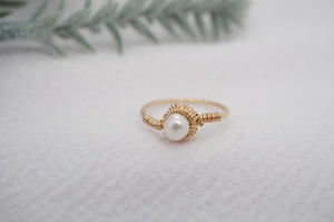 Gold Filled White Freshwater Pearl Ring