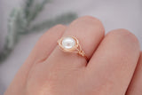 Rose Gold Filled White Pearl Ring