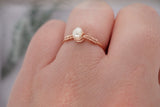 Rose Gold, White Freshwater Pearl Ring